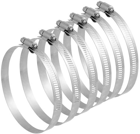 saerryor Lot de 6 colliers de serrage jubilés en acier inoxydable de 84 à 114 mm - Grand collier de serrage flexible pour fixer les tuyaux et les tubes