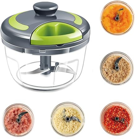 Cortador de cebolla, cortador de cebolla con cuerda, picadora de cebolla verde, 500 ml, manual de verduras, picadora multifunción, picadora de cocina, diseño de cordón para el hogar