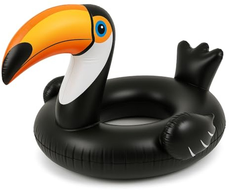 Aufblasbarer Riesen-Schwimmring, Tukan-Form, 128 cm, mehrfarbig, mit Griffen für Kinder und Erwachsene, Pool oder Strand