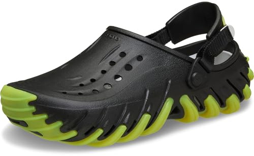 Crocs Unisex-Adult Echo RO Clog, Adjustable Clogs with Rubber Outsole, LiteRide Footbed, ICY Black, 15 Women/13 Men