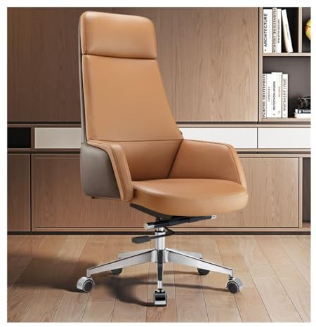 HTERWQEA Silla ejecutiva Oficina marrón for el hogar y la, Silla for Juegos Deportes electrónicos, diseño ergonómico for Jefes Adultos, computadora cómoda for Uso Laboral sedentario