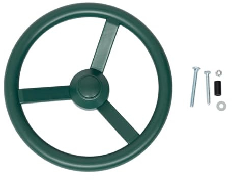 Milageto Pirate Ship Wheel Toy Outdoor Playhouse Toy Imaginative Swingset Attachment Playground Accessories for Swingset Tree House (Dark Green)