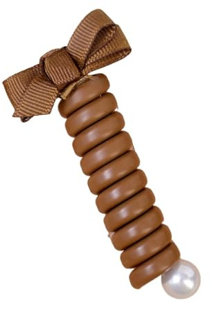 Spiral Haargummi 2 stücke Bogen Elastische Gummibänder for Frauen Mädchen Telefon Draht Haar Krawatten Schleife Spirale Spule Haarbänder Pferdeschwanz Halter Zubehör(Bow- coffee)