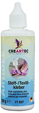 CREARTEC Stoff- und Textilkleber - Verklebt Textilien mit anderen Textilien und synthetischen Stoffen - 100 g - Made in Germany