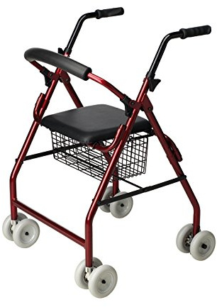 Andador de 4 ruedas –Andador para ancianos con asiento – Rollator de aluminio – Ayudas dinámicas “Roler”