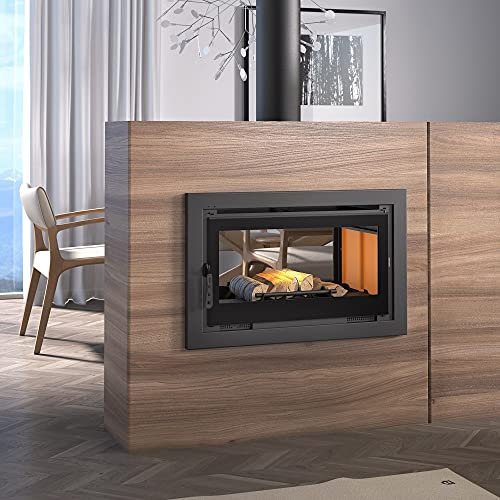 Insertable Leña 100 cm a 2 caras IT-102 K - FM CALEFACCION - Turbinas - Interior Vermiculita - Cristales Serigraf..