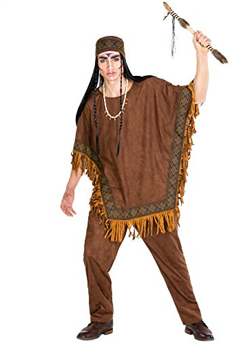 dressforfun tectake Herrenkostüm Häutpling | Kostüm + Poncho und elastisches Haarband | Indianer Indianerin Verkleidung (XXL | Nr. 300680)