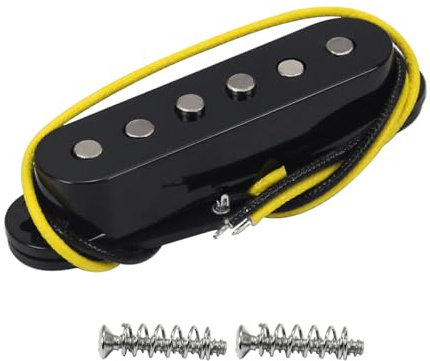 FLEOR Enkelspolig pickup, Alnico 5, ST-pickups, gitarr-pickups, förskjuten för ST Squier-elgitarr, svart