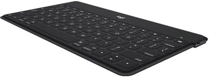 Logitech Keys-to-Go Kabellose Tablet-Tastatur, Bluetooth, iOS-Sondertasten, Ultraleicht und Geräuschlos, 3-Monate Akkulaufzeit, Fürs Tablet und Smartphone, Skandinavisches Layout - Schwarz
