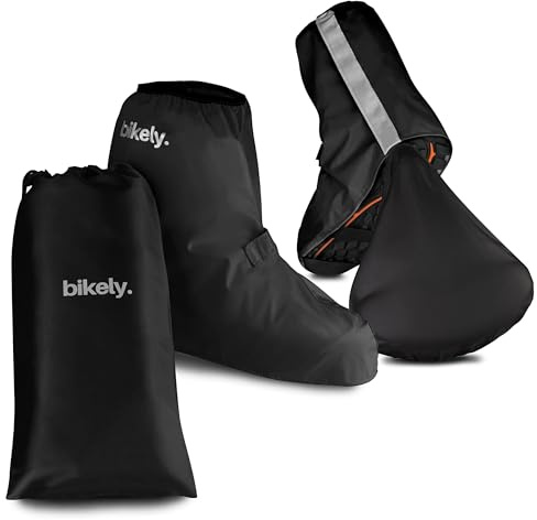 sweatness Regen Überziehschuhe Fahrrad Wasserdicht Inkl. Sattelbezug - Gr. 36-39 Schwarz mit Reflektoren Streifen und einfachen Größeneinstellung für Damen und Herren