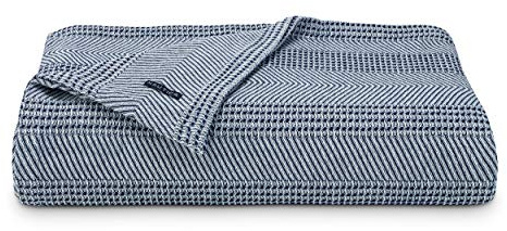 Nautica - Queen Blanket, Ring Spun Cotton Bedding, Medium-Weight for All Seasons, Oeko-Tex Certified (Chevron Navy)