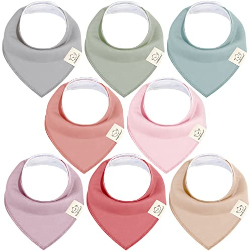 KeaBabies Baberos Bandanas Orgánicos Para Bebés, 8 Piezas, de Algodón Suave, Para Dentición de Niños Pequeños (Muted Pastel)