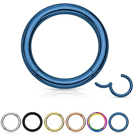 Treuheld® | Segmentring-Clicker aus Chirurgenstahl | Blau | Größe: 1.0mm x 8mm