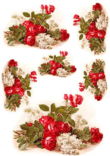 Zita`s Creative Reispapier 32x45cm - Roses with White Lilac. Motiv-Strohseide, Strohseidenpapier, Decoupage Papier