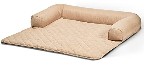Lous Sofaschutz Hund – Hundedecke Sofa Hundebett Couch – Handgefertigte Hundematte mit Rand – Waschbar bis 90 Grad und besonders kuschlig – Größe: XL ca. 117x97x15cm (Beige)