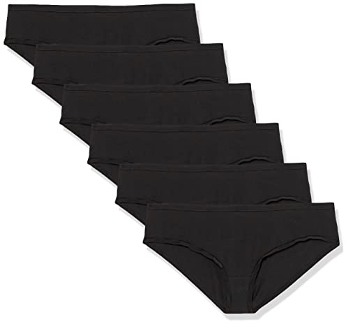 Amazon Essentials Damen Baumwolle Hipster Unterwäsche 6er Pack Schwarz 12