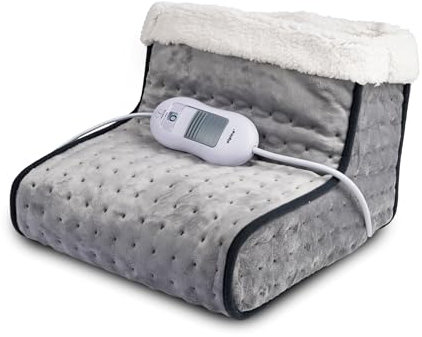 alpina Calentador de Pies Eléctrico - Calienta Pies Eléctrico Protección Contra Sobrecalentamiento - Cojín Calienta Pies Funda Interior Lavable - Pies Calientes 3 Niveles de Calor - Gris