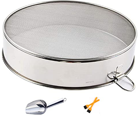 60 Mesh Fine Mesh Flour Sieves Set, Stainless Steel Mesh Sifter Strainer with Brush and Spoon for Baking Straining Powdering,15cm