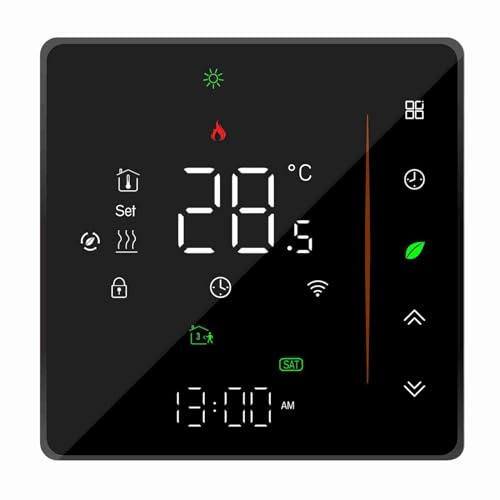 Kavolet Termostato WiFi, termostato ambiente 5A, programmabile settimanalmente, supporta Touch Control/Mobile APP/controllo vocale, compatibile con Alexa/ Home, per riscaldamento elettrico a pavimento