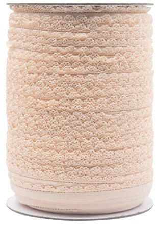 Bristlegrass Picot Loop Elastic Band for Sewing 3/8 10mm Roll Spool Decorative Frilly Lace Stretchy Ribbon for Lingerie Underwear Sewing Trim (G-3/8 Inch x 50 Yards,Nude)