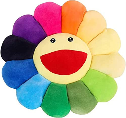 Stronrive Smile Face Flower Plush Pillow, Sunflower Pillow Soft & Comfortable Sofa Cushion Colorful Plush Toy for Kids Reading Book Watching TV Bed Room Decoration (43cm)