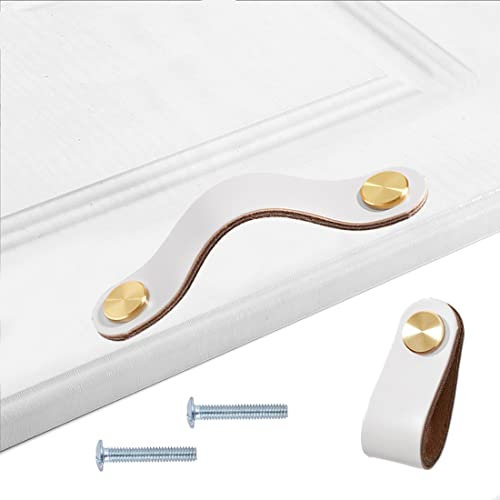 HY HUIJUN Ledergriffe Möbel;4 Stück Handgemachte Möbelgriffe Leder Knopf Schrankgriff Knöpfe für Ledergriff Küchenschränke Schränke