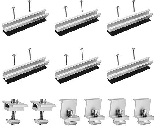 PEPOYO AI Solarmodul Halterung Kit 12cm und Zubehör Befestigung solarmodul, Für Solarpanel Halterung,rapezblech Flachdach Montage PV Befestigung Set (6 Stück)