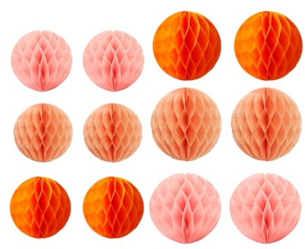 12pcs 6 inch 8 inch Tissue Paper Honeycomb Balls Party Backdrop Decoration Flower Balls Kit Honeycomb Ball for Wedding Room Birthday (Orange Pack)