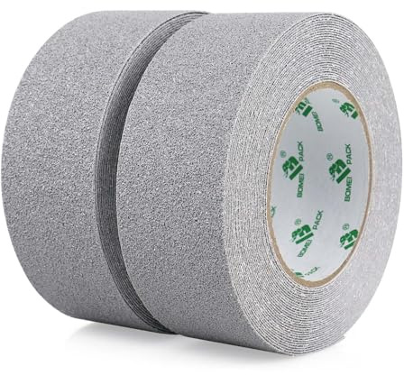 Bomei Pack 2 Rolls Grey Anti Slip Tape High Traction Strong Grip Stair Treads Self Adhesive Nonslip 50mm x 10m Prevent the Child Family Elderly Pets From Slipping