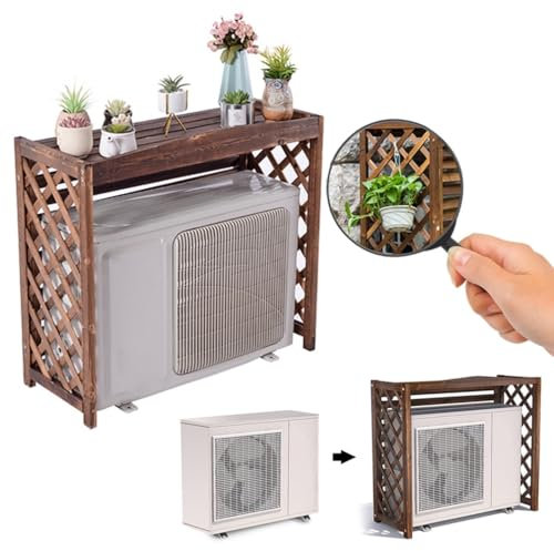 HRXQ Copri Condizionatore da Esterno in Legno, Copri Motore Condizionatore Esterno di Legno Solido del Radiatore della Cremagliera Esterna del Condizionamento d'Aria per La Casa (Size : Medium)