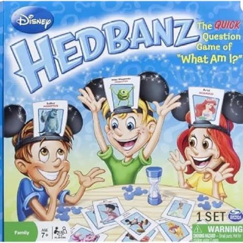 Disney Hedbanz, new & updated picture guessing game with Disney characters for family game night, kids’ games, card games for families & kids aged 7+