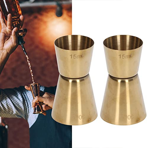 Jigger à Cocktail, Jigger à Vin, Barre à Mesurer, Double Tête, Jigger à Cocktail en Acier Inoxydable, Jigger à Vin doré (Or 15/30ml)