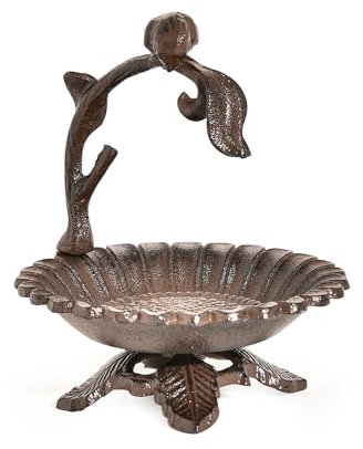 Sungmor Gusseisen-Sonnenblumen-Vogeltränke für den Außenbereich, Vintage-Stil, Kleiner Zaunpfosten, Vogelfutterstation, Vogelfutterstation, Vogelfutterschale, 15,5 cm, Terrassentisch, Vogeltränke,