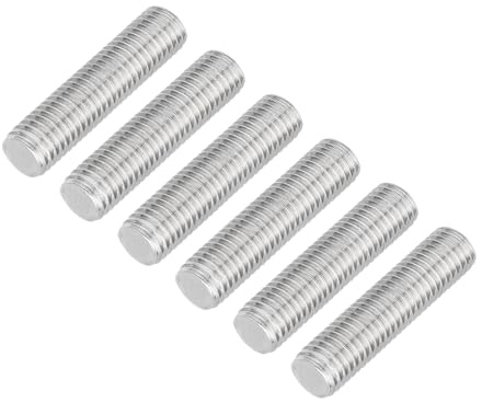 QUARKZMAN 6 Stück Gewindestangen, M12 x 50mm, 304 Edelstahl, Gewindestab mit metrischem Vollgewinde, M12-1.75 Gewindestift für Möbel- und Maschinenmontage