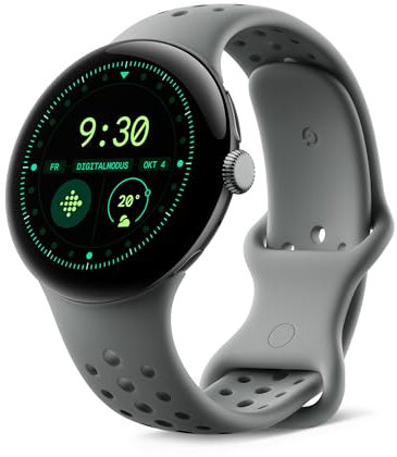 Google Pixel Watch 3 (45 mm) – Android smartwatch with heart rate tracking, advanced running from Fitbit, fitness insights, 24-hour battery – Matte Hazel Aluminium Case – Hazel band – Wi-Fi