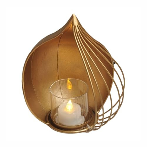 Kerzenhalter aus Gusseisen, goldfarben, 14 x 10 x 19 cm, für Innenbereich, Kandelaber, dekorativer Kerzenhalter, Kerzenhalter, Tafelaufsatz