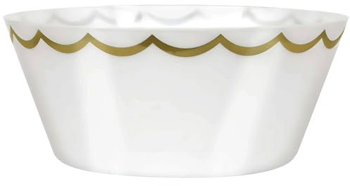 10In White Plastic Gold Serving Bowl