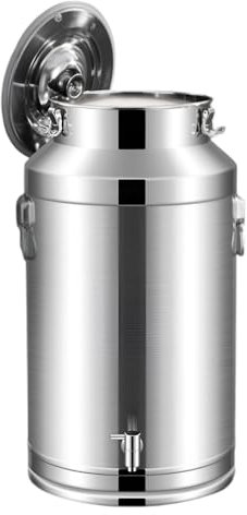 AIZYR Pot De Lait Scellé en Acier Inoxydable 304 Pot De Lait Seau À Lait avec Araignée, Réservoir De Transport Seau À Main Liquide Huile De Vin De Lait Riz,20L
