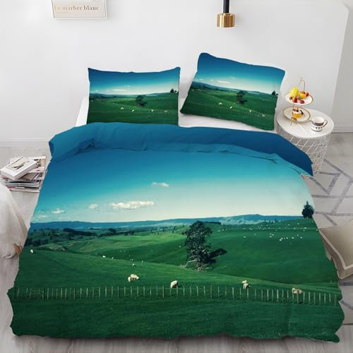 EXSANLIEAY Modern Bettwäsche 135x200 - LäNdlich Wendebettwäsche, Weiche & Atmungsaktiv Microfaser Bettbezug + 2 Kissenbezug 80x80, Angenehme bettwäsche-Sets, 3 Teiligmit Reißverschluss