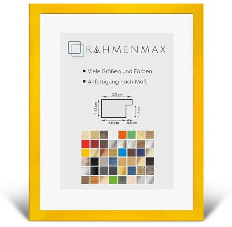 RahmenMax PuzzelMax Puzzlerahmen Bilderrahmen Posterrahmen 60x80 cm Gelb 80x60 cm mit Antireflex Kunstglas