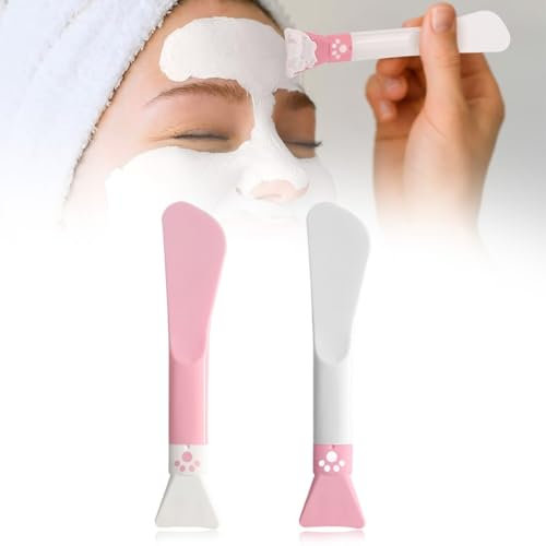 2PCS Spazzola Pulizia Viso in Silicone, Maschera Viso Spazzola viso, Pennello Maschera, Maschera Strumenti di Bellezza Pennello in Silicone per Gli Occhi, Crema, Fango, Maschera Ibrida DIY