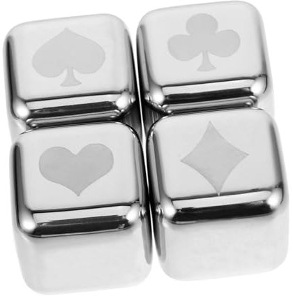 TIDTALEO 4pezzi Inossidabile Riutilizzabili Design Poker Per e Pietre Refrigeranti Per Bevande Innovativo Per Dei Drink