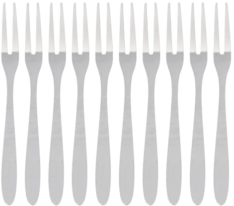 Diheohg 10 piezas de acero inoxidable reutilizables para pastel de frutas, aperitivos, postres, ensaladas, cubiertos, púas, juego de herramientas de cocina, 13 cm
