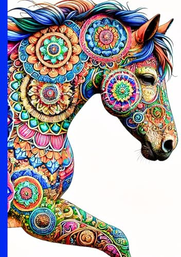 Tierische Inspiration: Gepunktetes A5 Notizbuch mit 200 Seiten im Mandala-Design Pferd