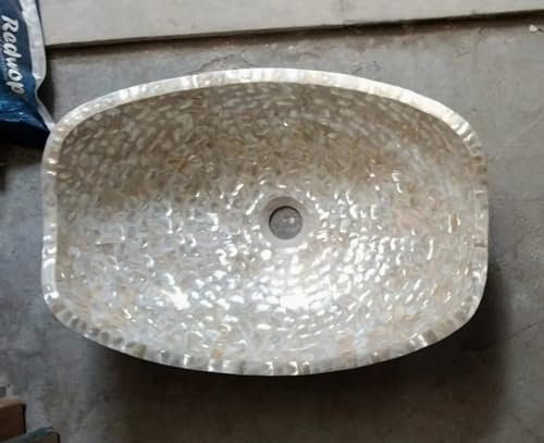 MOP - Lavabo in madreperla, lavabo, lavabo, in madreperla, da appoggio, aspetto elegante, lavello da cucina decorativo, 50 x 40 cm