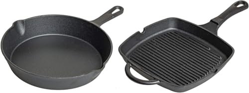 Blackwell Juego de sartenes de hierro fundido - sartén - sin revestimiento antiadherente de 2 piezas - Sartén ø 25 cm & hierro fundido - 23 x 23 cm