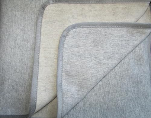 Alpenwolle Kaschmir Plaid doppelseitig Silber/Caramel, Wolldecke, Tagesdecke, Überwurf (150x200)