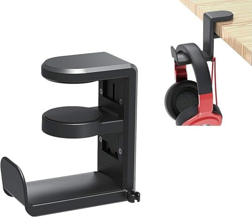 Lansls Support Casque Bureau, Porte Casque Gamer Fabriqué en Abs Et Métal, Stable Et Pas Facile à Casser, Rotatif à 360 ° Et Peu Encombrant, Convient Aux Bureaux D'Ordinateur, Aux Armoires
