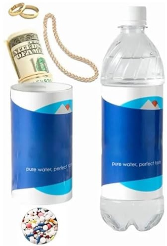 Geheimer Behälter für Umleitungsflasche, 25 x 7 cm, Wasserflasche mit Fach, Geldbehälter, sicher, geheim, ABS-Kunststoff, Geldflaschen im transparenten Design, für Reisen