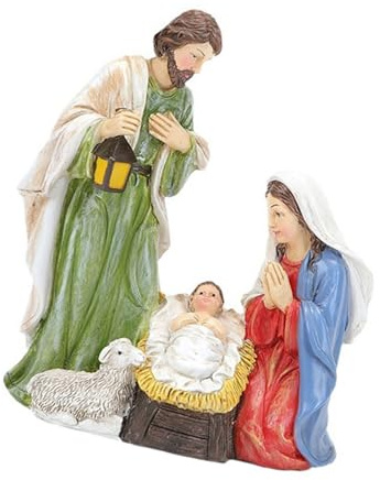 Set di presepe sacra famiglia in resina, statuette natalizie realizzate a mano per casa, tavolo, chiesa, decorazione religiosa per le festività
